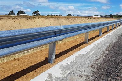 GSI Highway Guardrail Category Image of a metal beam guardrail fence