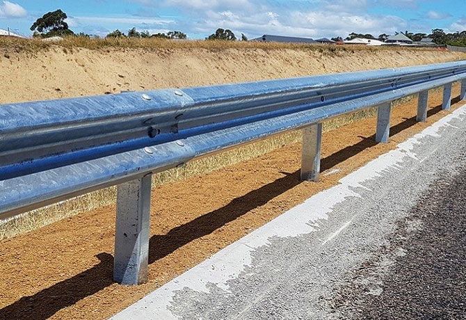 GSI Highway Guardrail Category Image of a metal beam guardrail fence